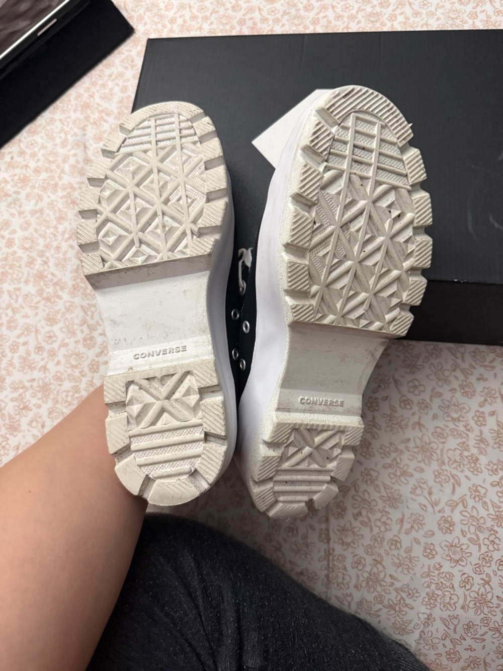 Converse Black & White High-Top Lug Sole Sneakers - Picture 6 of 6